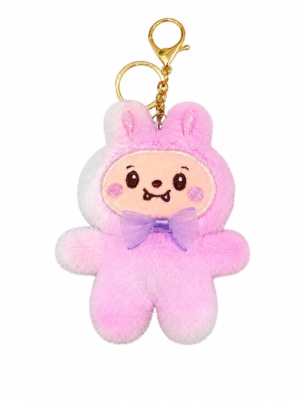Pastel Pink Plush Bunny Keychain Bag Charm Kawaii Cute